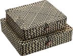 Flat Seagrass Storage Bins with Lids - Set of 2