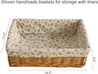 Lined Rectangular Wicker Storage Basket