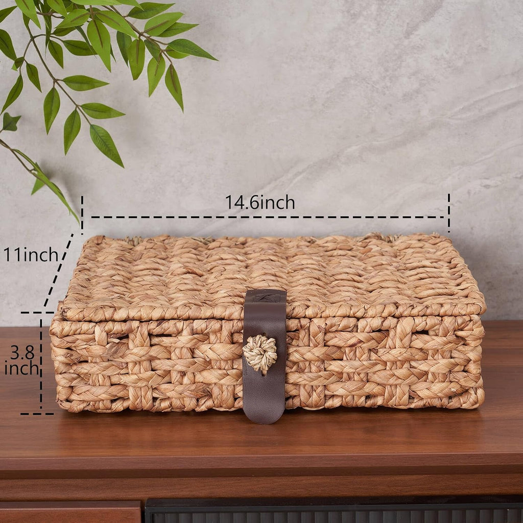 Large Water Hyacinth Decorative Box with Lid