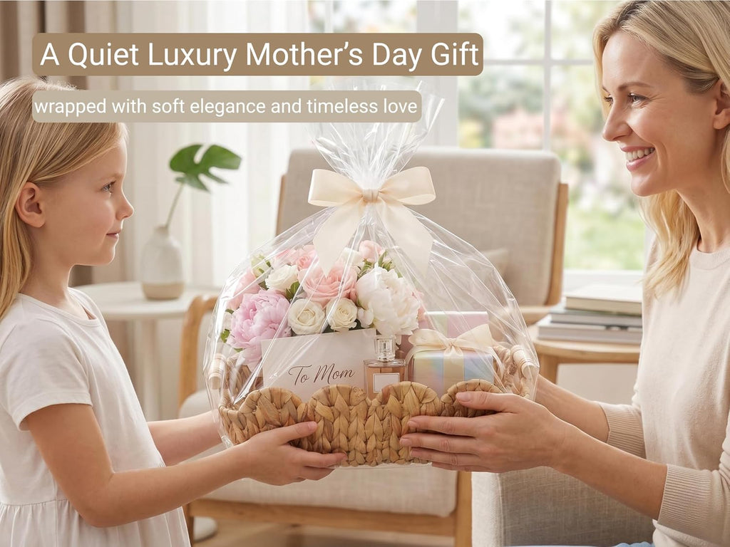 Scalloped Gift Baskets with Wooden Handles - Set of 2
