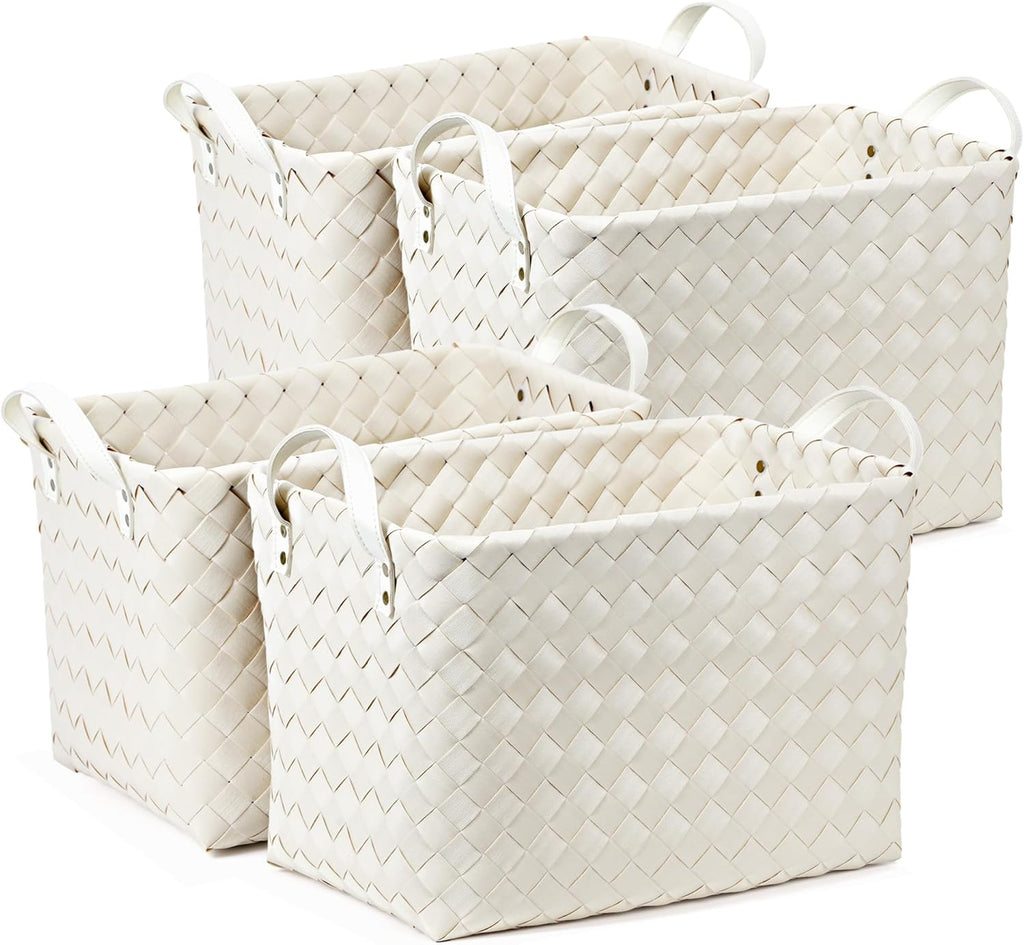 Large Handwoven Laundry Baskets - Set of 4