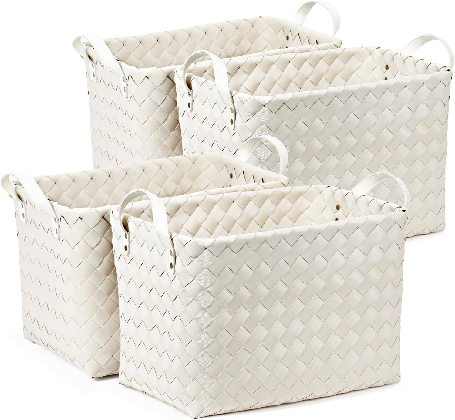 Large Handwoven Laundry Baskets - Set of 4