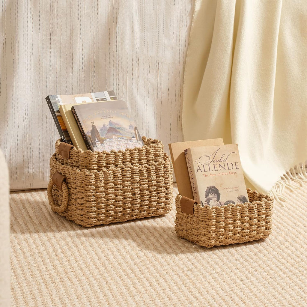 Small Paper Rope Storage Baskets - Set of 3