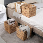 Foldable Water Hyacinth Storage Cubes - Set of 4