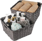 Large Waterproof Wicker Storage Baskets - Set of 2