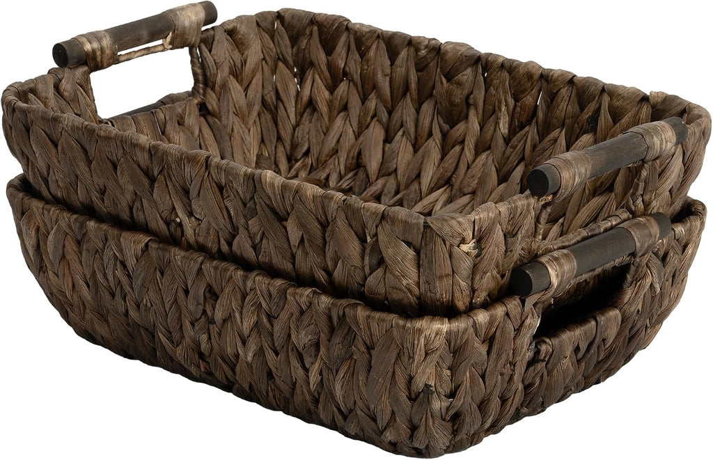 Large Water Hyacinth Storage Baskets - Set of 2
