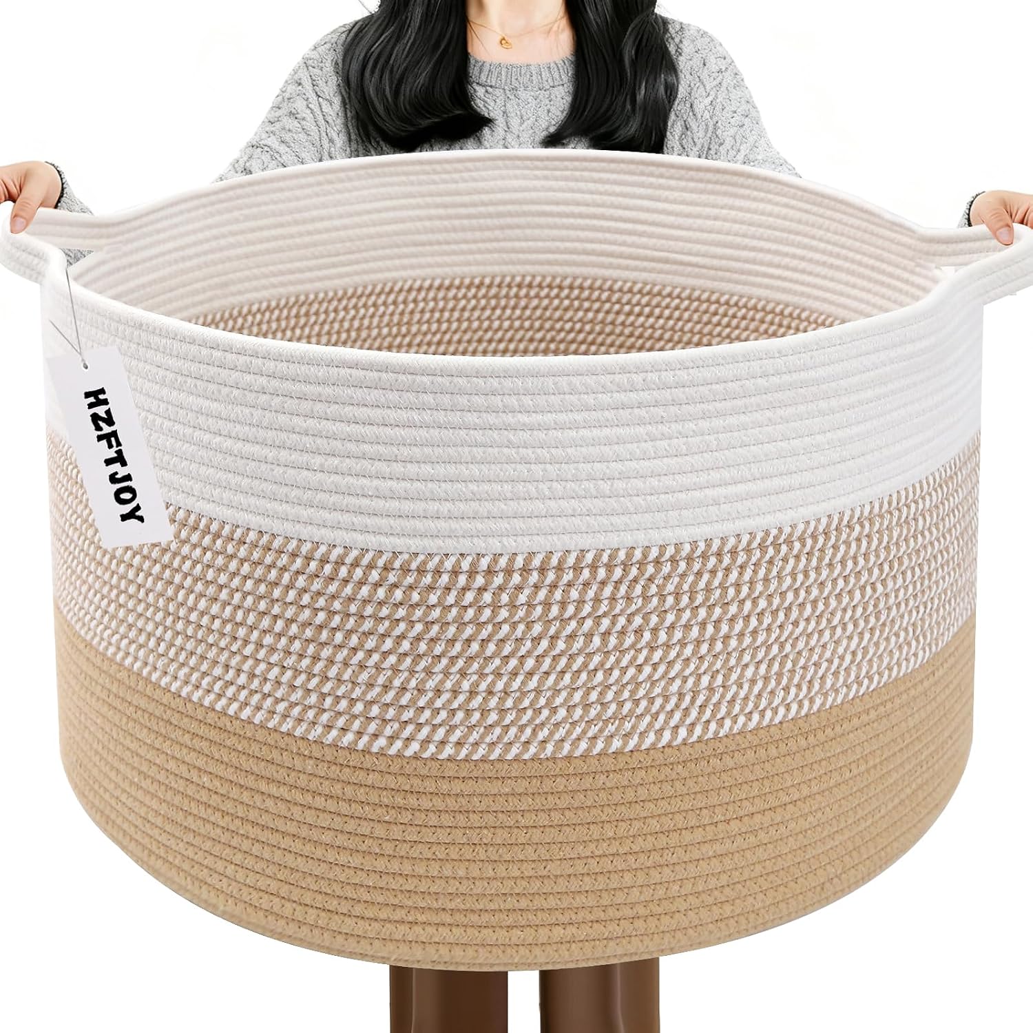 Cesta de manta tejida grande