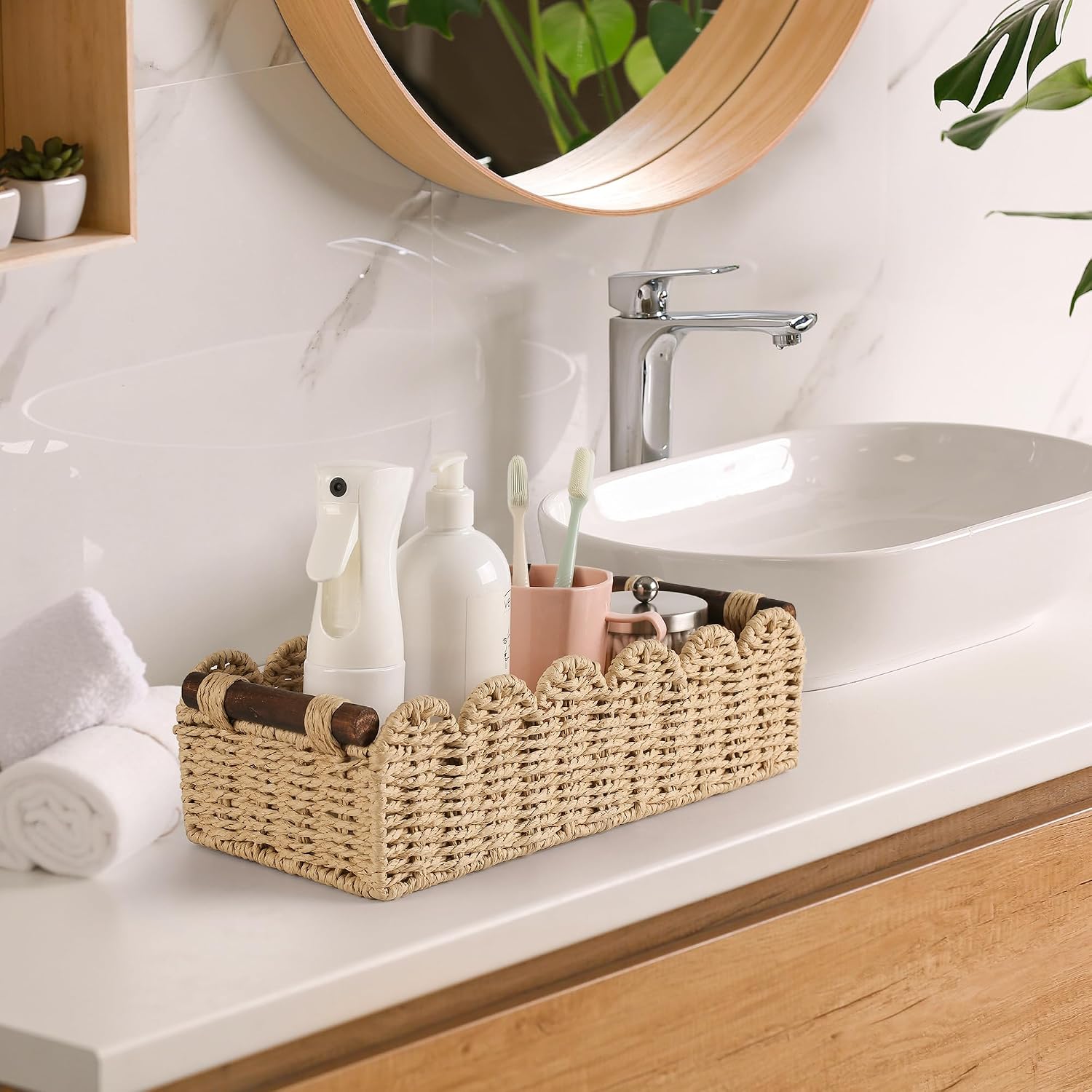 Wicker Toilet Paper Storage Basket