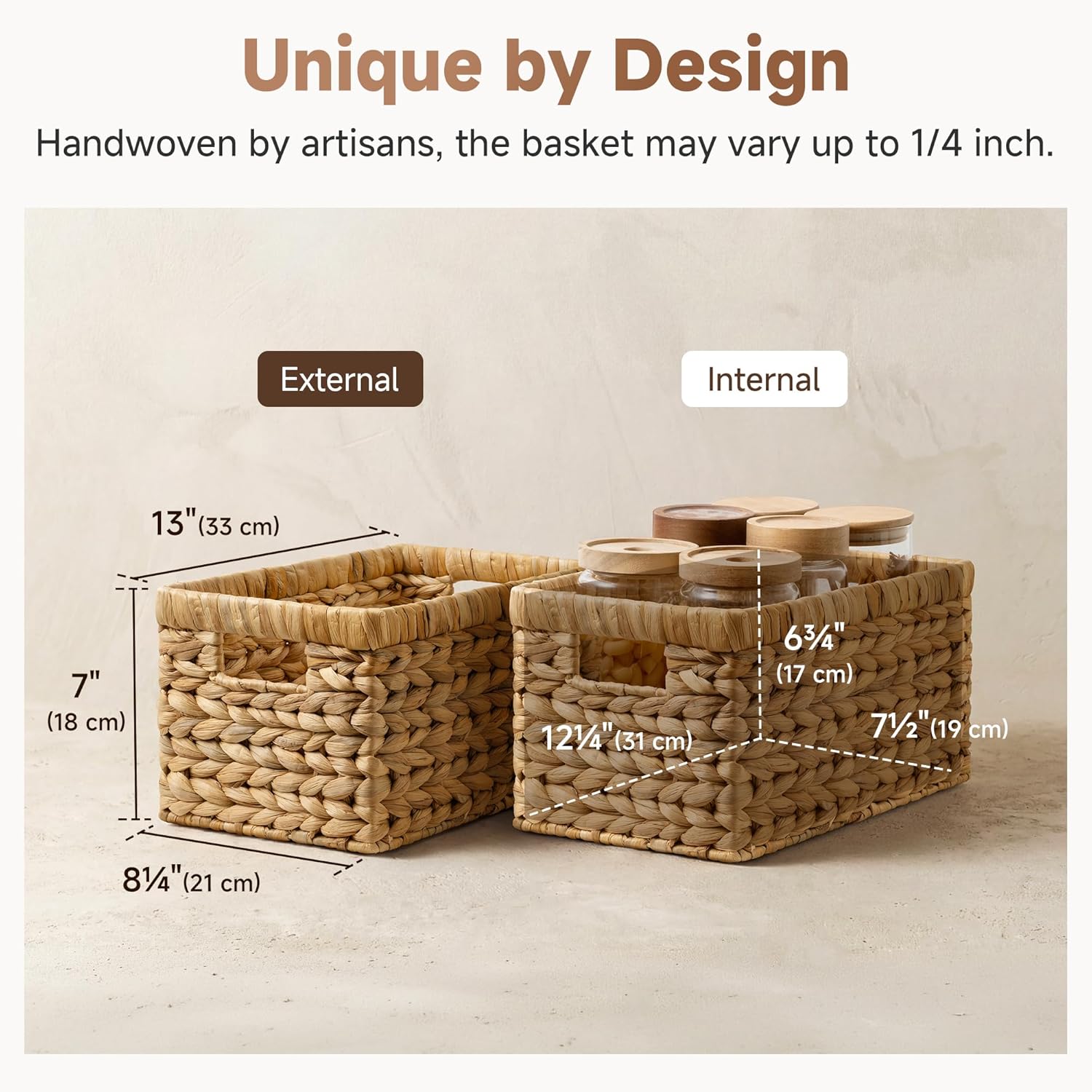 Medium Water Hyacinth Storage Baskets - Set of 2