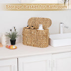 Slim Water Hyacinth Toilet Paper Basket with Lid