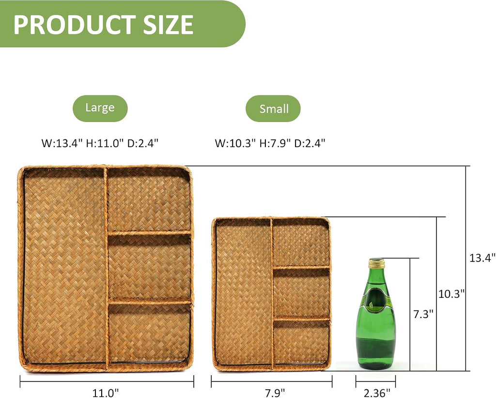 Four-Section Seagrass Tea & Sugar Organizer