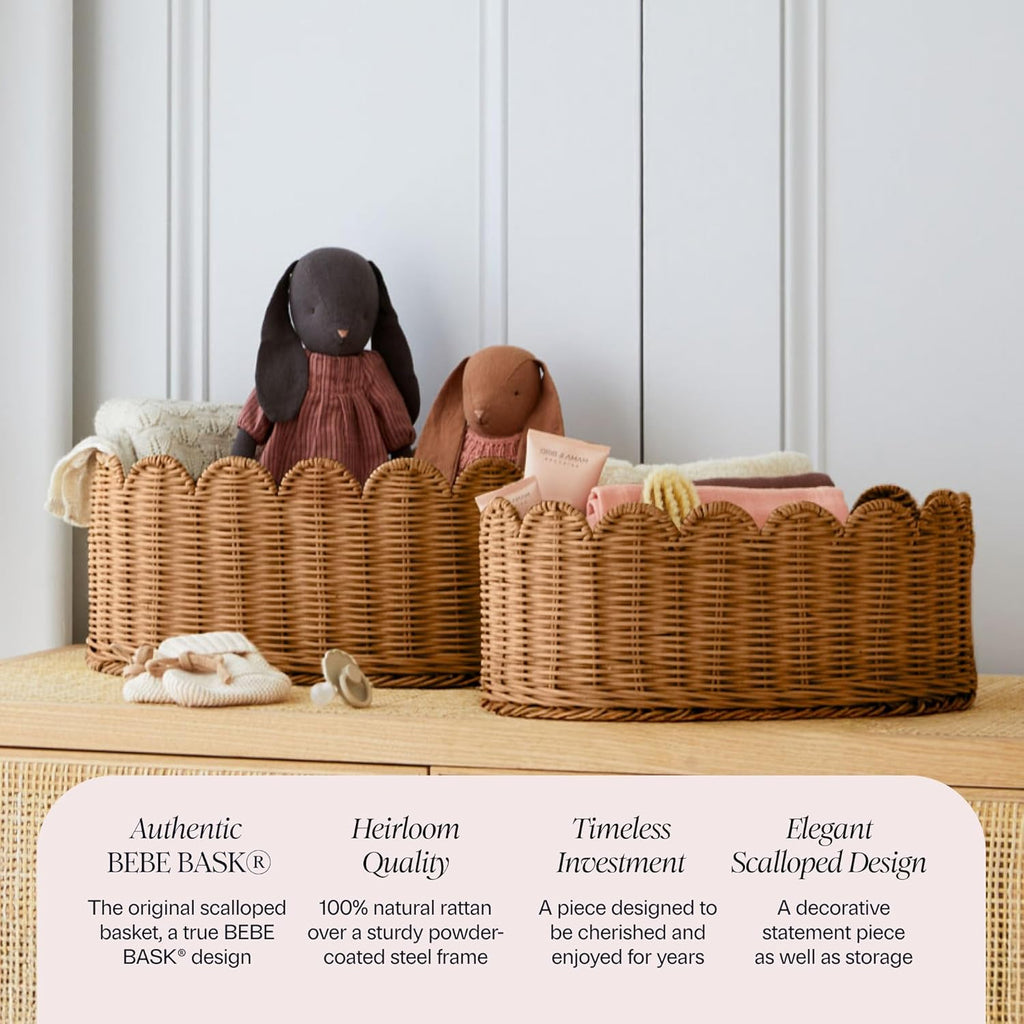 Mocha Scalloped Nursery Baskets - Set of 2