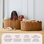 Mocha Scalloped Nursery Baskets - Set of 2