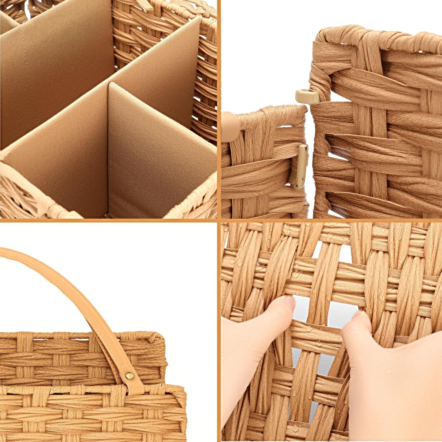 Diaper Caddy Organizer - Hand Rattan Nursery Storage Basket for Baby