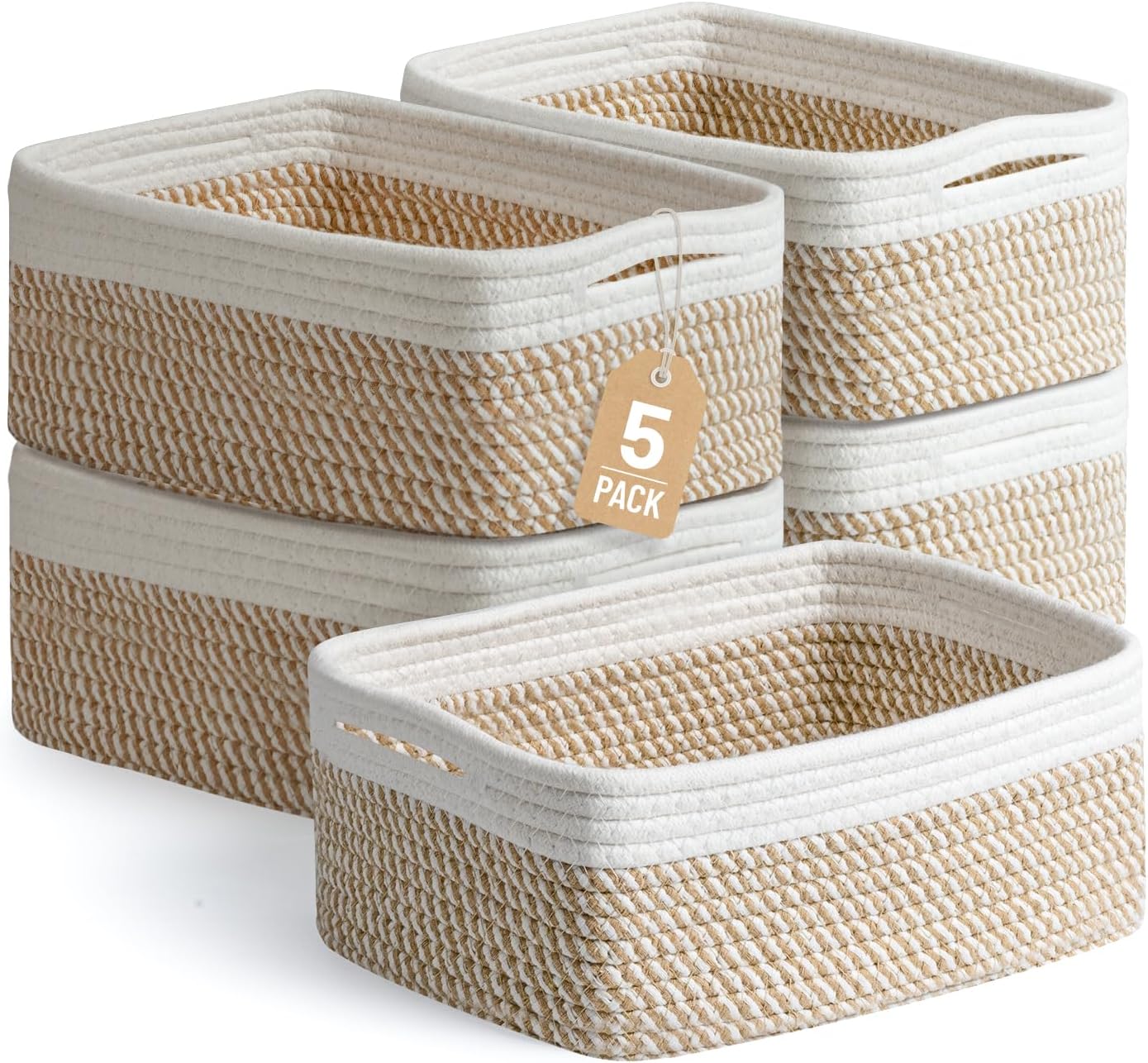 Small Cotton Rope Storage Baskets - Set of 5