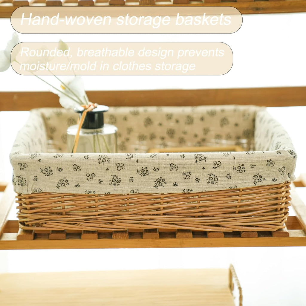 Lined Rectangular Wicker Storage Basket