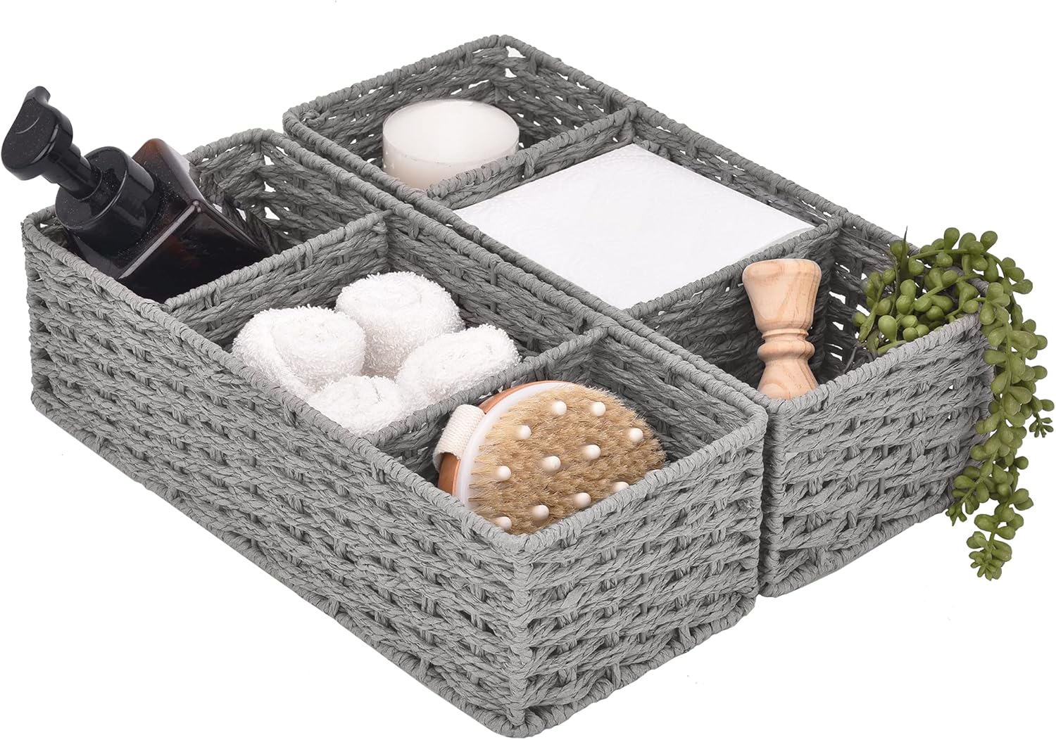 Water Hyacinth Toilet Tank Baskets - Set of 2