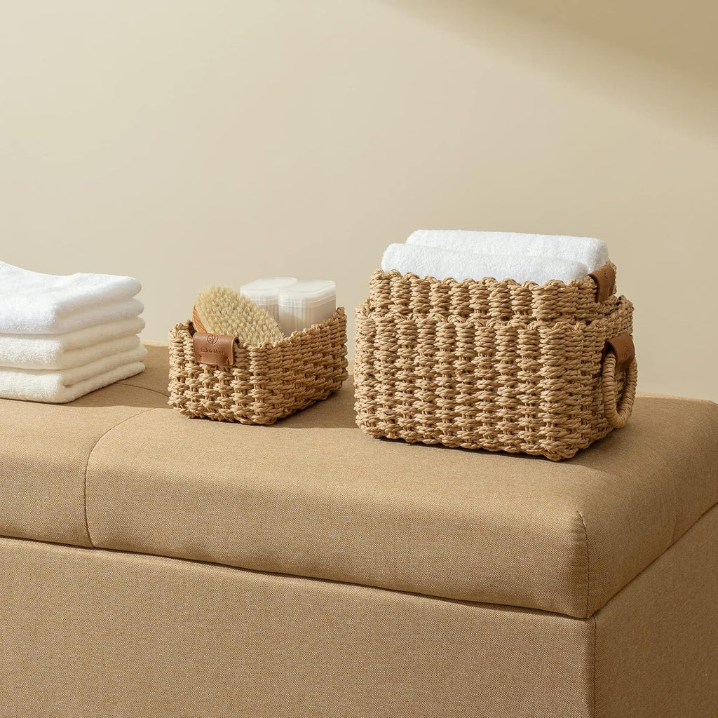 Small Paper Rope Storage Baskets - Set of 3