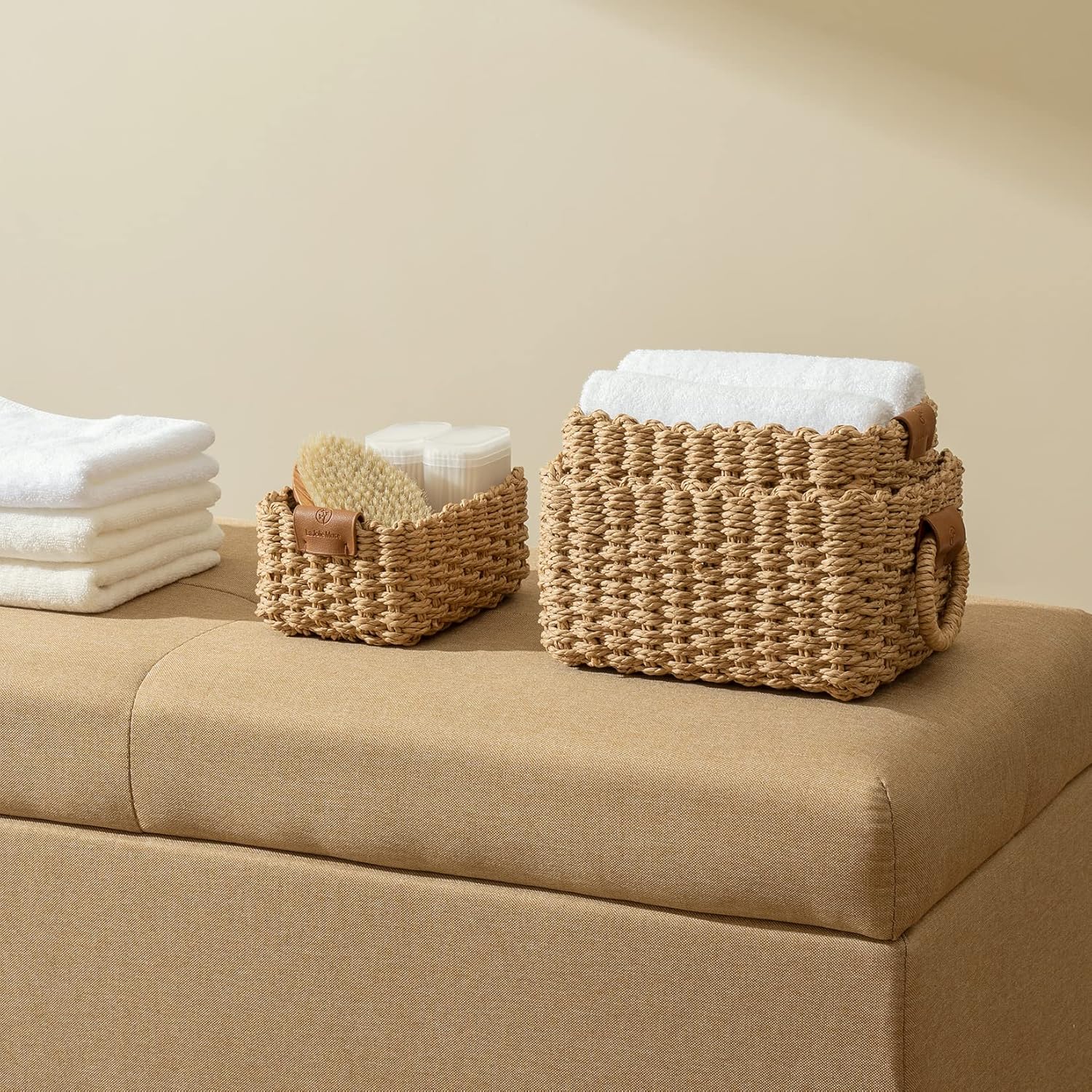 Small Paper Rope Storage Baskets - Set of 3