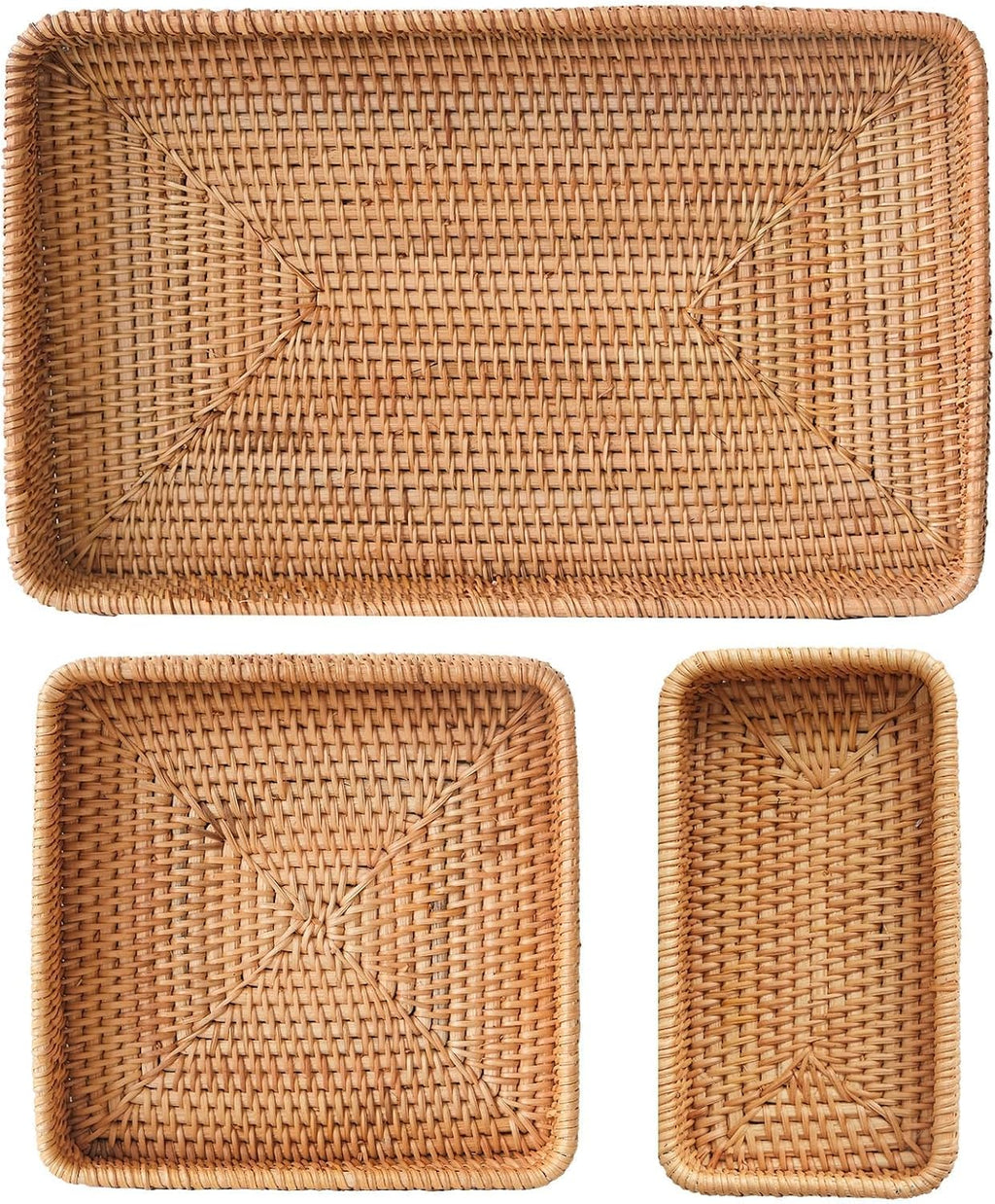 Rattan Serving Trays - Set of 3