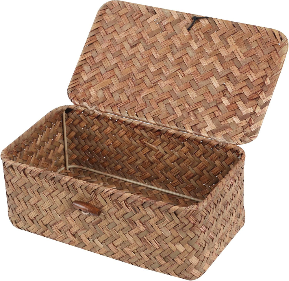 Small Seagrass Shelf Basket with Lid