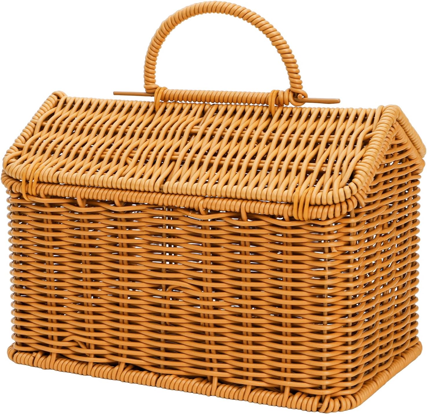 Small House-Shaped Rattan Basket with Lid