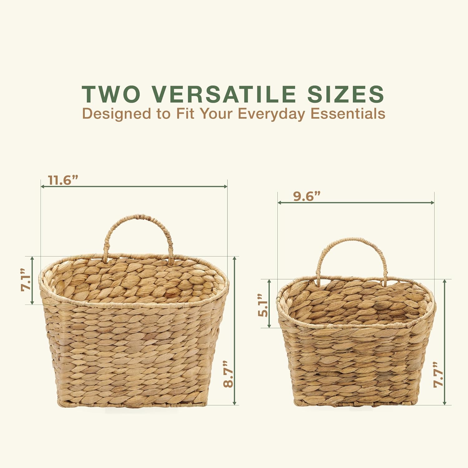 Set of 2 Wicker Hanging Baskets for Organizing