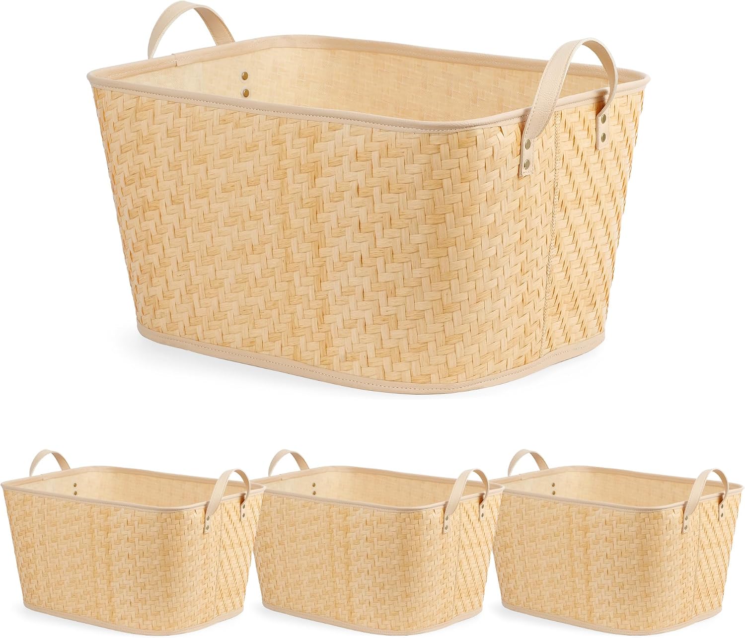 Large Handwoven Laundry Baskets - Set of 4