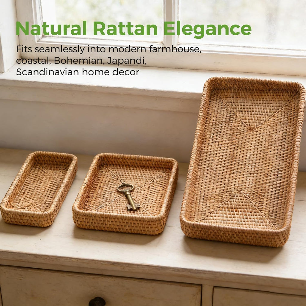 Rattan Serving Trays - Set of 3