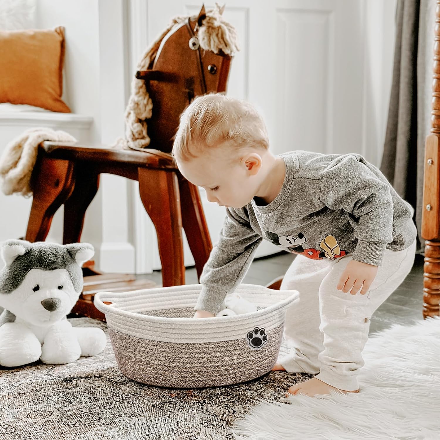 Mixed-Brown Woven Pet & Nursery Basket