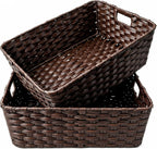 Large Waterproof Wicker Storage Baskets - Set of 2
