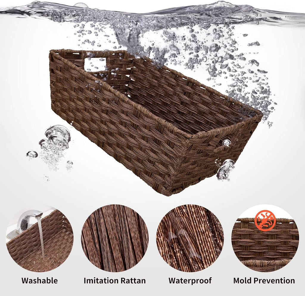 Large Waterproof Wicker Storage Baskets - Set of 2