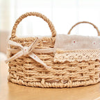 Lined Boho Wicker Baskets - Set of 2