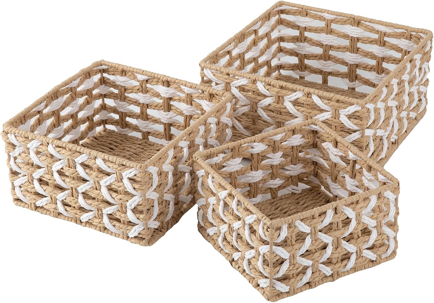 Handwoven Paper Rope Shelf Baskets