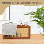 Wooden Storage Basket with Rattan Cane Webbing