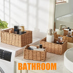 Natural Paper Rope Storage Baskets - Set of 3