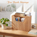 Divided Rattan Magazine Basket