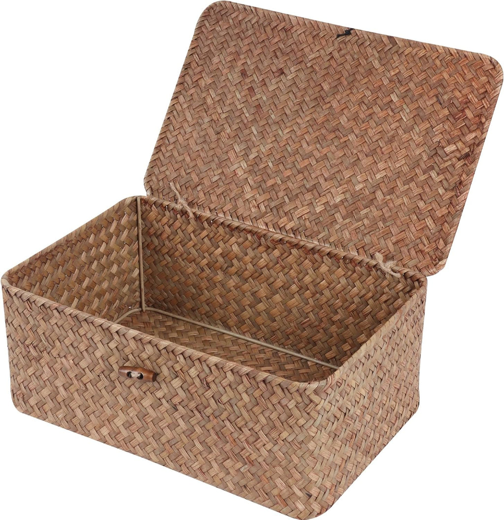 Small Seagrass Shelf Basket with Lid