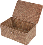 Small Seagrass Shelf Basket with Lid