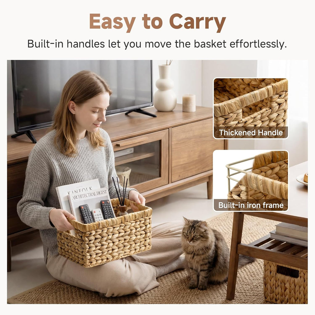 Medium Water Hyacinth Storage Baskets - Set of 2