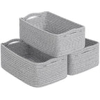 White & Brown Woven Storage Baskets - Set of 3