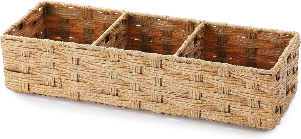Divided Wicker Toilet Tank Basket