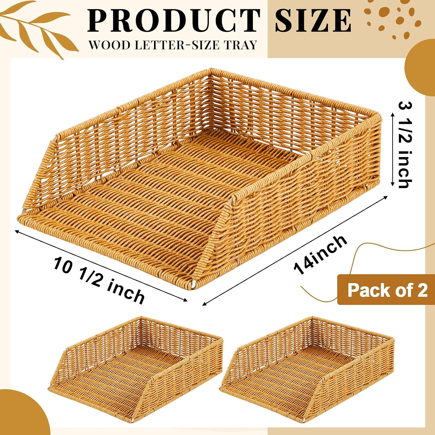 Woven A4 Desk Paper Trays - Set of 2