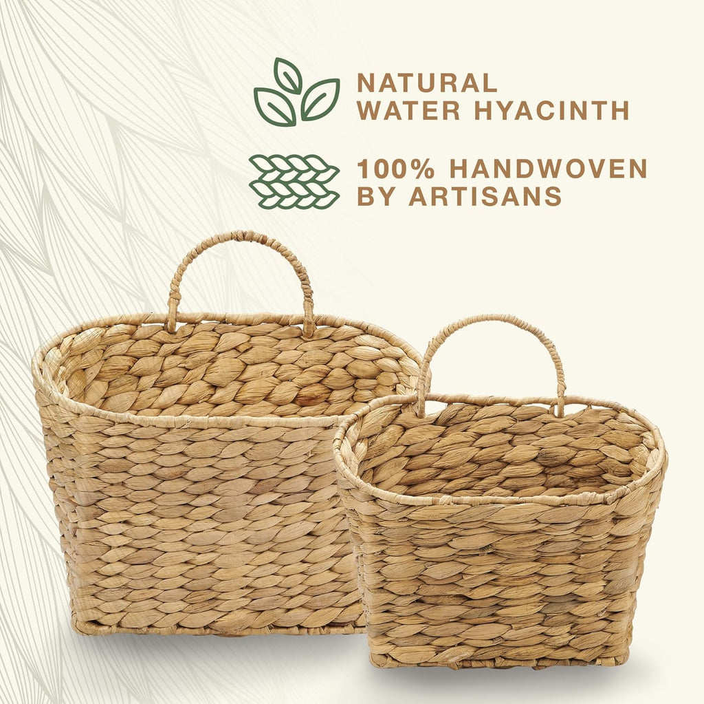Set of 2 Wicker Hanging Baskets for Organizing