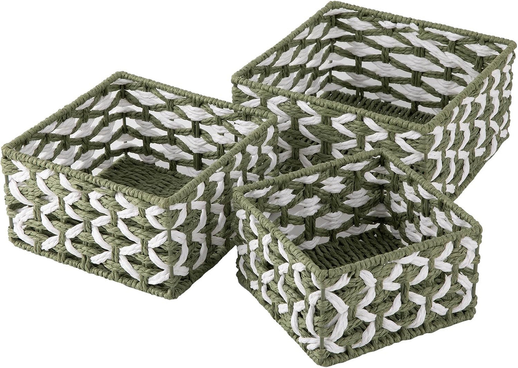 Handwoven Paper Rope Shelf Baskets
