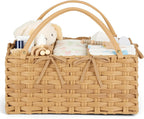 Diaper Caddy Organizer - Hand Rattan Nursery Storage Basket for Baby