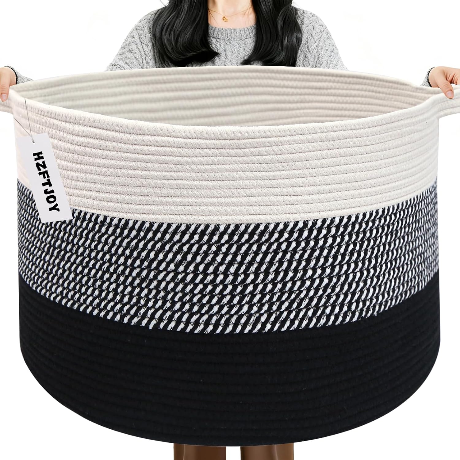 Cesta de manta tejida grande