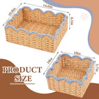 Blue Scalloped Wicker Baskets - Set of 2