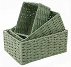 Natural Paper Rope Storage Baskets - Set of 3