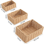 Natural Paper Rope Storage Baskets - Set of 3